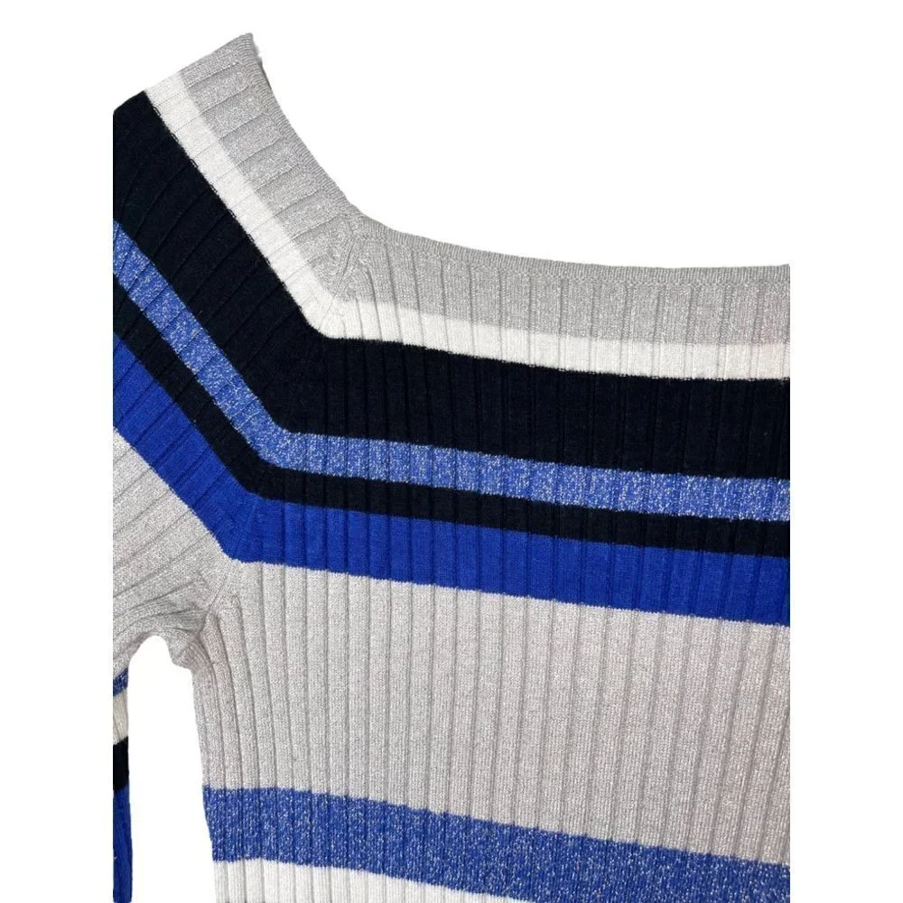INC International Concepts Metallic Striped‎ Sweater size M